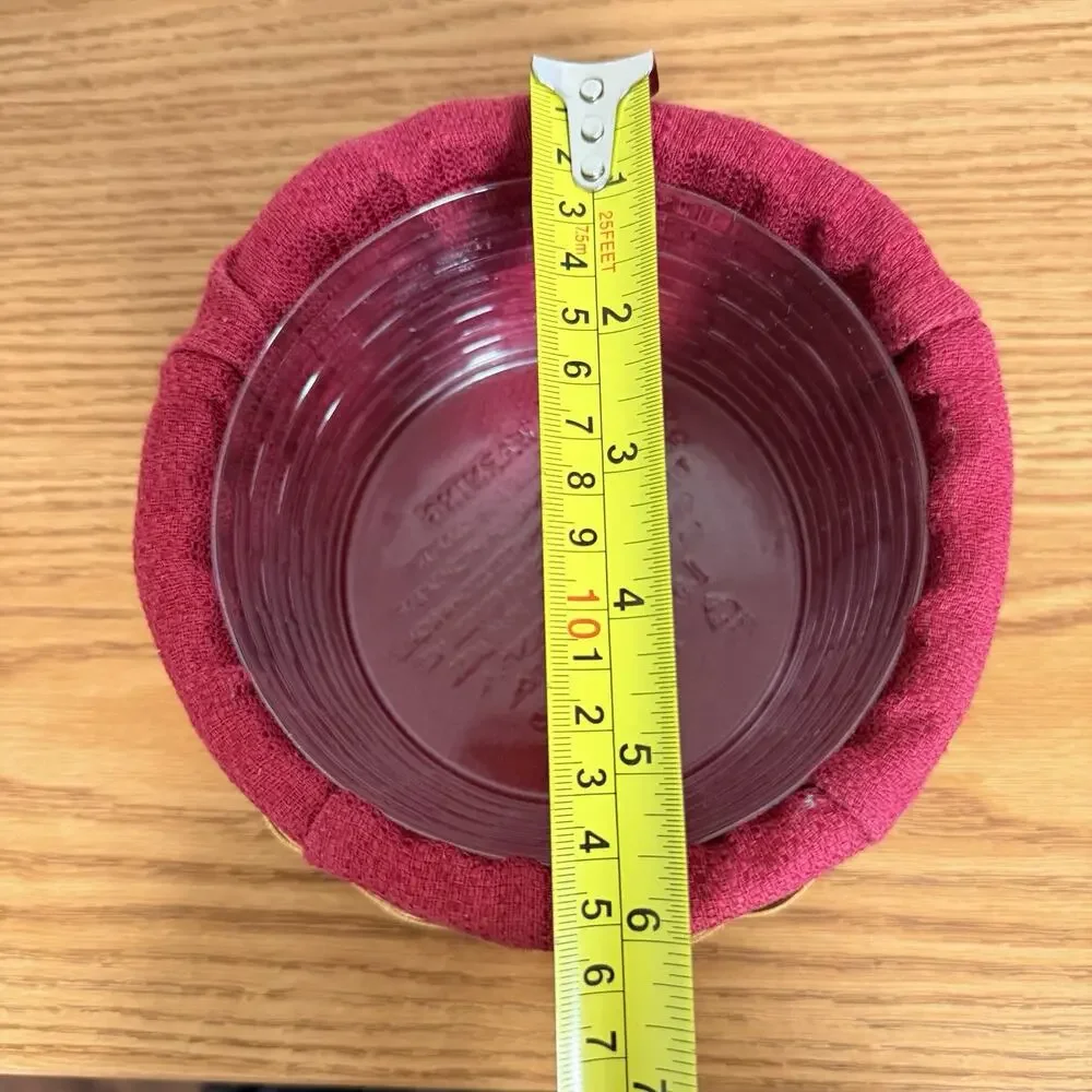 Longaberger 2004 Round Small Basket 6” With Inserts But NO LID Red Liner
